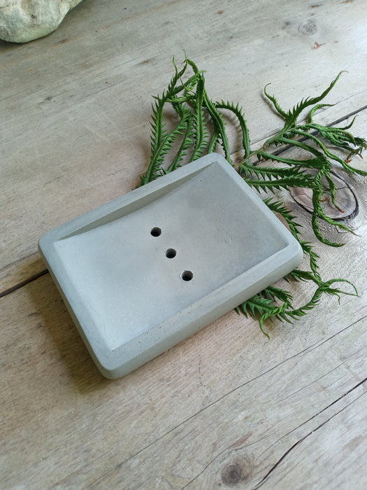 Concrete Soap Dish 3 holes - Grey