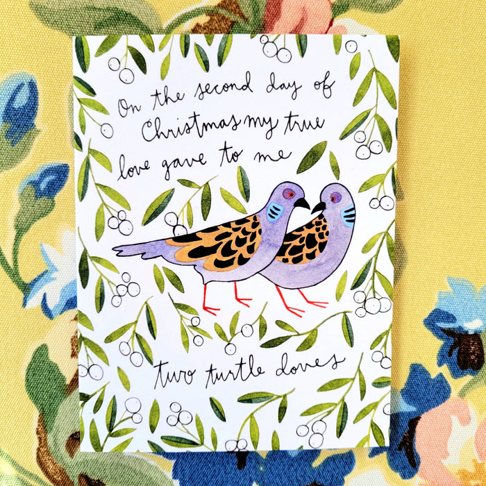 Two Turtle Doves Card by Katie Eberts Illustration