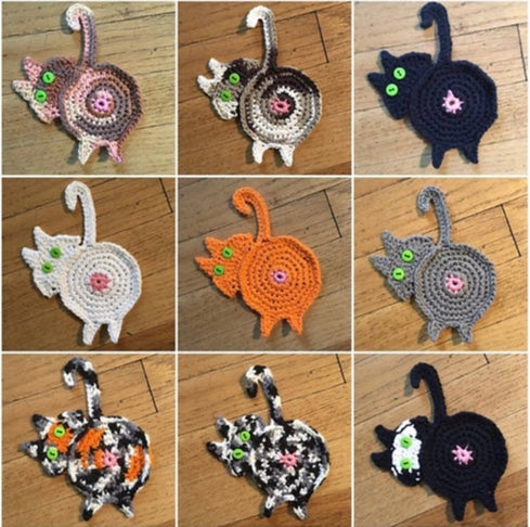 Cat Coasters Hand Knitted - Rosemary’s Baby M.E.K.