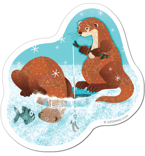 Icefishing Otters Stickers