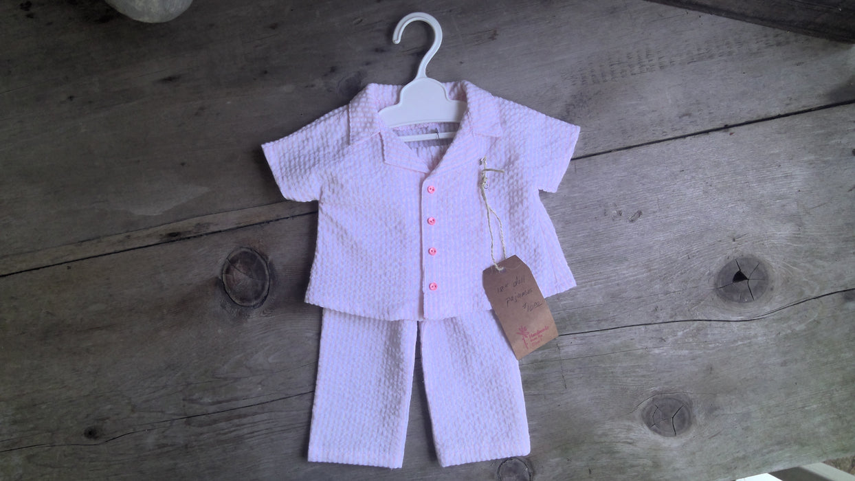 Jeanne Cooper 18 Inch Doll Dress; 2 Piece Short Sleeved Pink Pajama's with Buttons