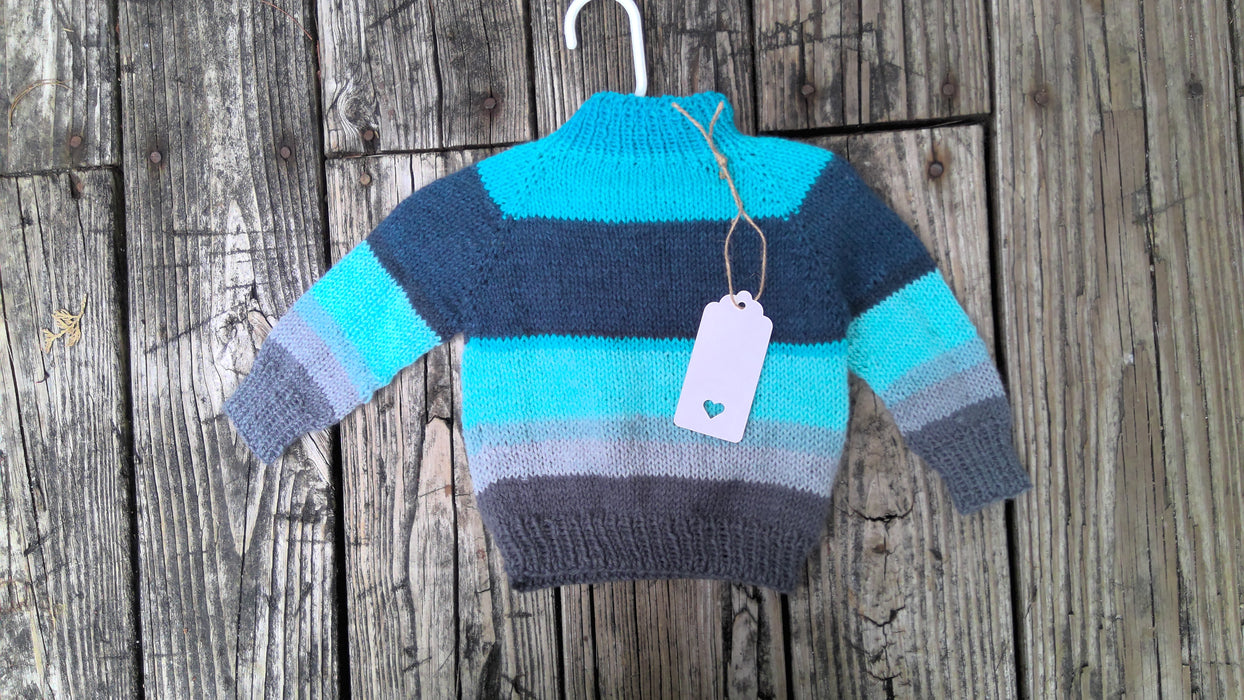 Baby Clothes: Knitted Blue Striped Sweater