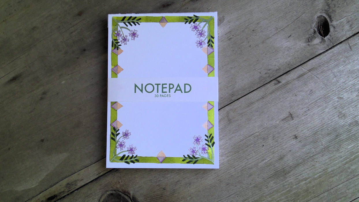 Green Floral Notepad by Katie Eberts