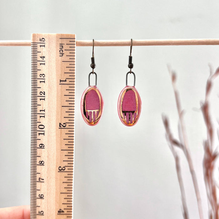 Pink Small Oval Clay Earrings with The Artifact House