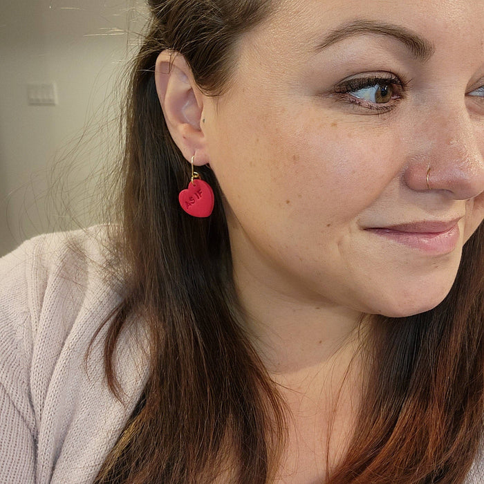 Conversation Heart Dangle Earrings - Cayenne & Cake