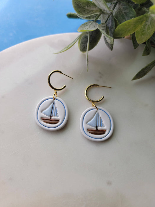 Blue Sailboat Earrings - Cayenne & Cake