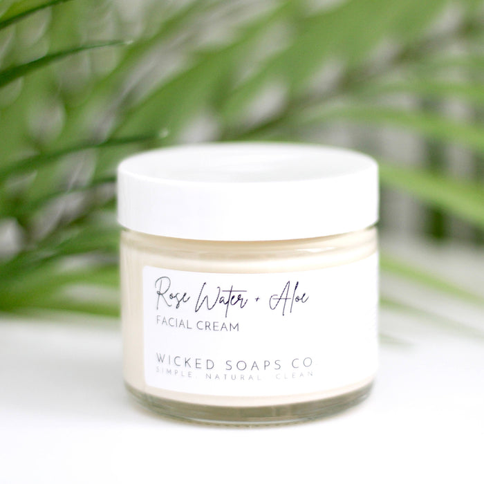 Rose Water + Aloe Facial Cream - Wicked Soaps Co.