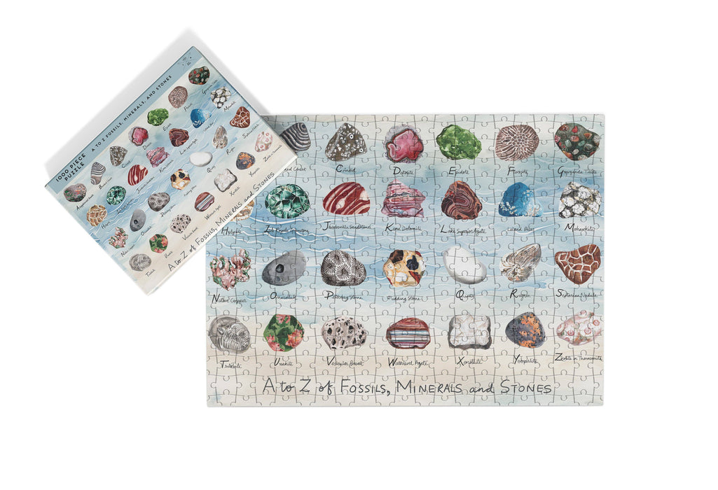 A to Z Fossils, Minerals, and Stones 1,000 Piece Puzzle - June Apothicarie