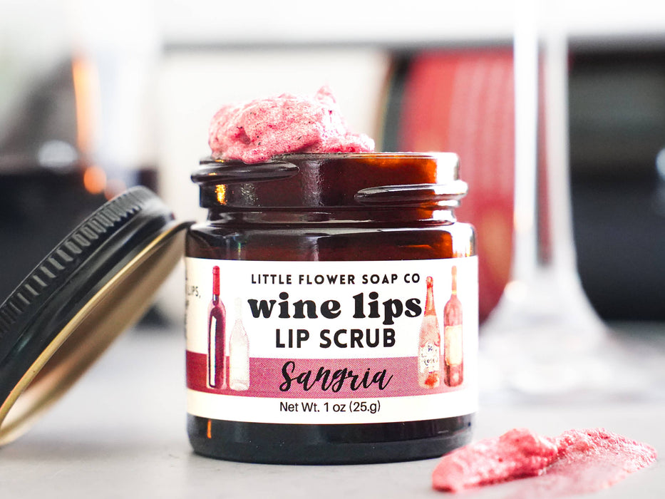 Wine Lips - Sangria Exfoliating Lip Sugar Scrub - Little Flower Soap Co.