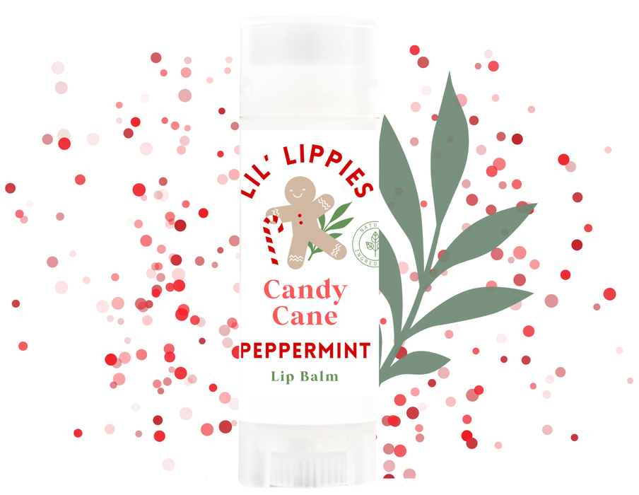 Candy Cane Peppermint Lip Balm Lil' Lippies Kids - Little Flower Soap Co.