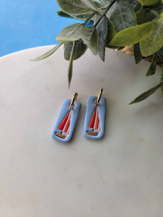 Red Sailboats Charm Earrings - Cayenne and Cake