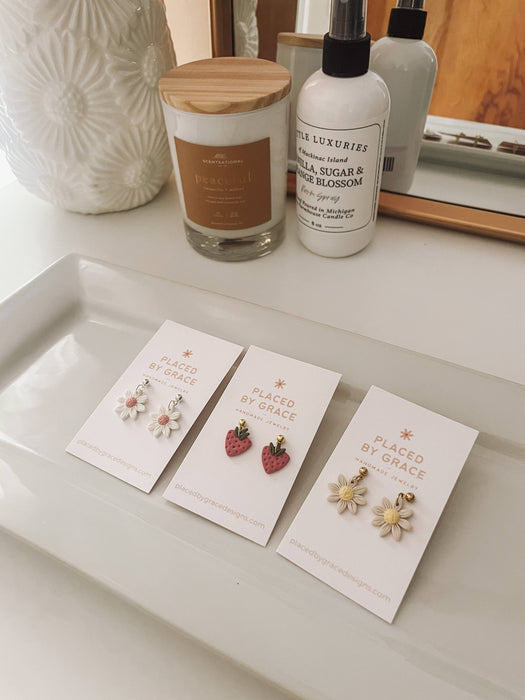 Mini Pink Daisy Dangle Earrings - Placed by Grace