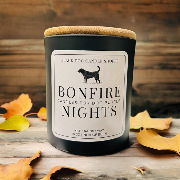 Bonfire Nights Black Glass Candle - Black Dog Candle Shoppe