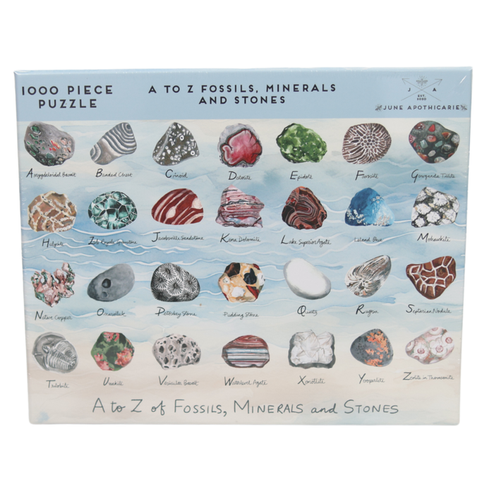 A to Z Fossils, Minerals, and Stones 1,000 Piece Puzzle - June Apothicarie
