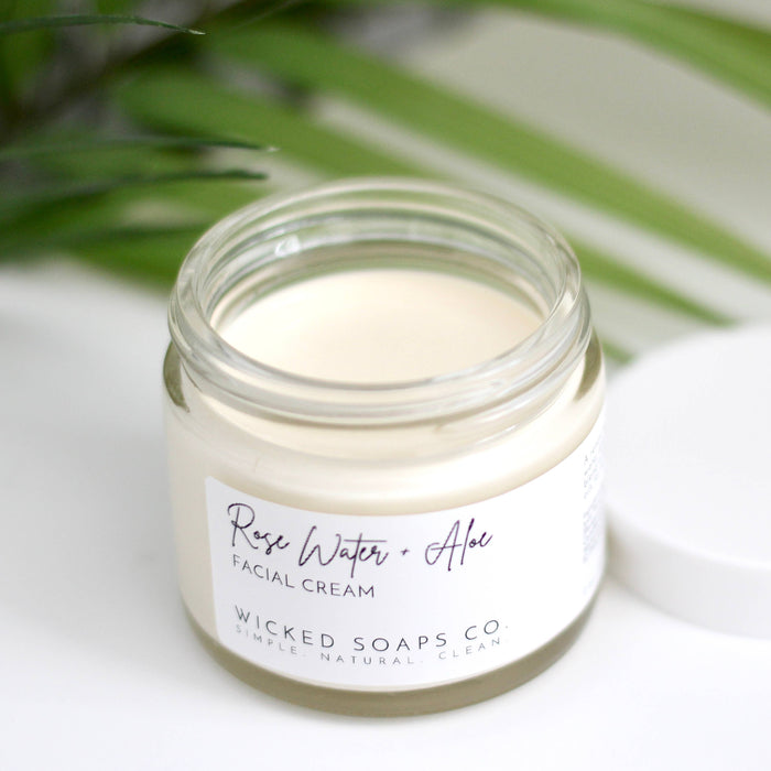 Rose Water + Aloe Facial Cream - Wicked Soaps Co.
