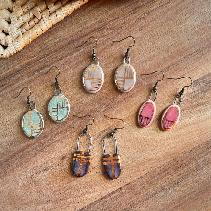 Pink Small Oval Clay Earrings with The Artifact House