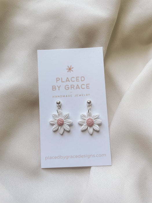 Mini Pink Daisy Dangle Earrings - Placed by Grace