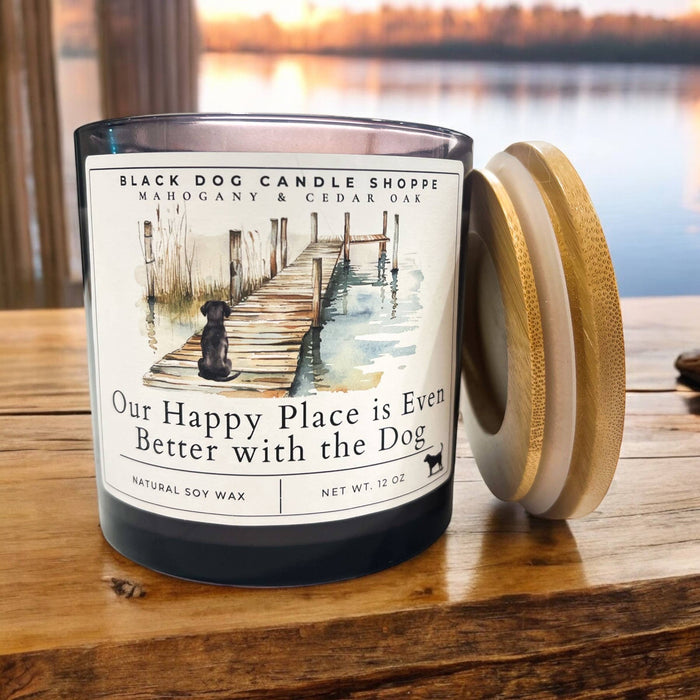 Our Happy Place is Even Better with the Dog Double Wick - Black Dog Candle Shoppe
