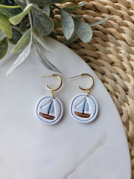 Blue Sailboat Earrings - Cayenne & Cake