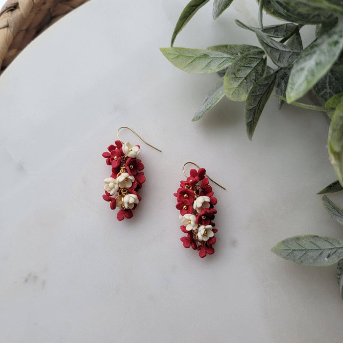 Red and White Flower Bunch Earrings - Cayenne and Cake
