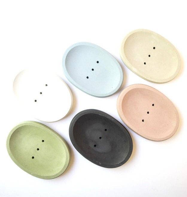 Concrete Oval Soap Dish - Cedar and Stone Garden