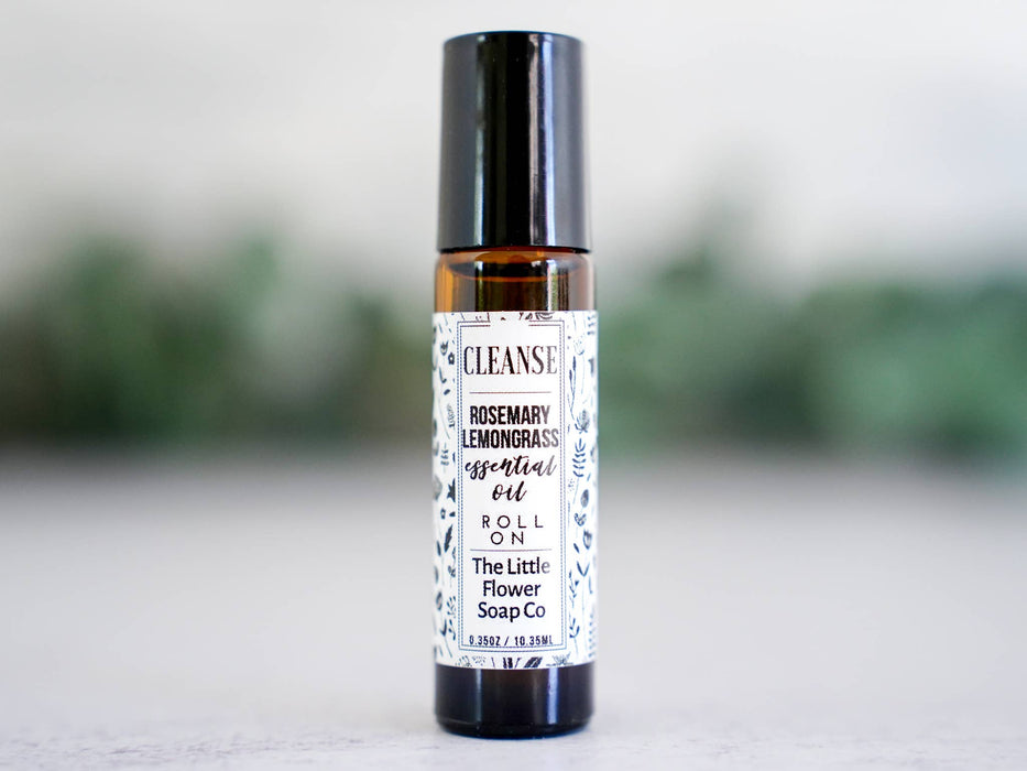 CLEANSE Rosemary Lemongrass Essential Oil Roll-on Aromatherapy - Little Flower Soap Co.