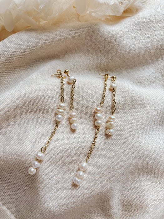 Freshwater Pearl Chain Earrings - Placed by Grace