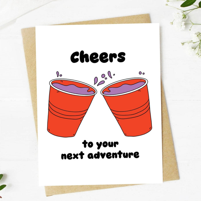 "Cheers To Your Next Adventure" Red Cups Card - Big Moods