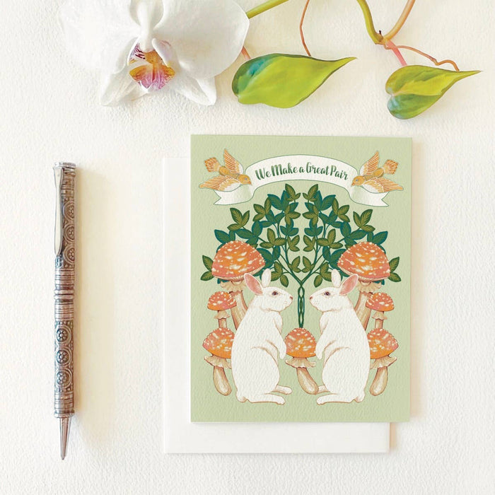 Bunny Pair Greeting Card by Folk Meadow