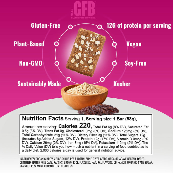 Oatmeal Raisin Protein Nutrition Snack Bar - GFB