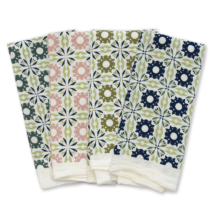 Cool Mix Woodblock Chicory Napkins / Set of 4 - June and December