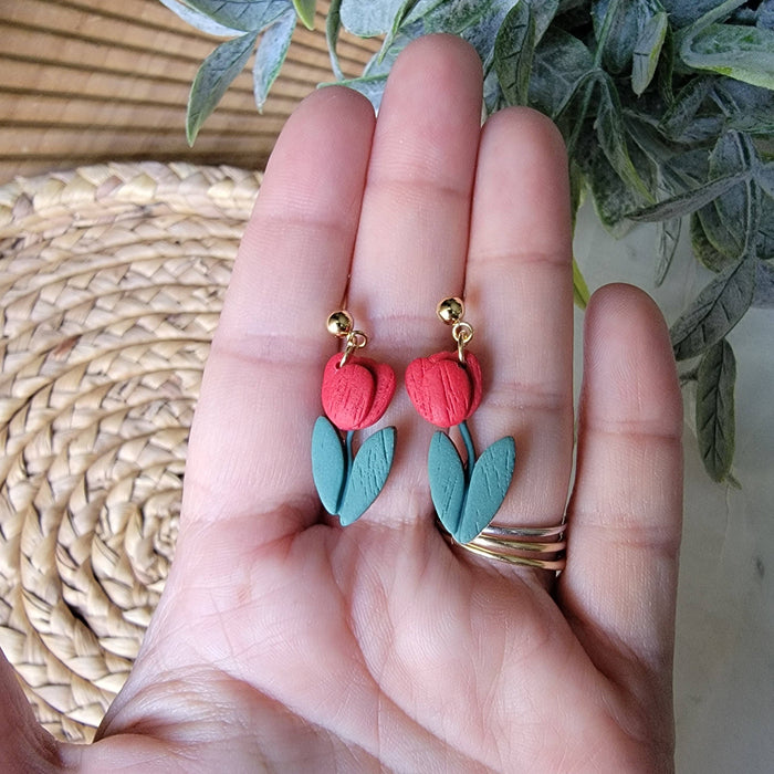 Red Tulip Earrings - Cayenne and Cake