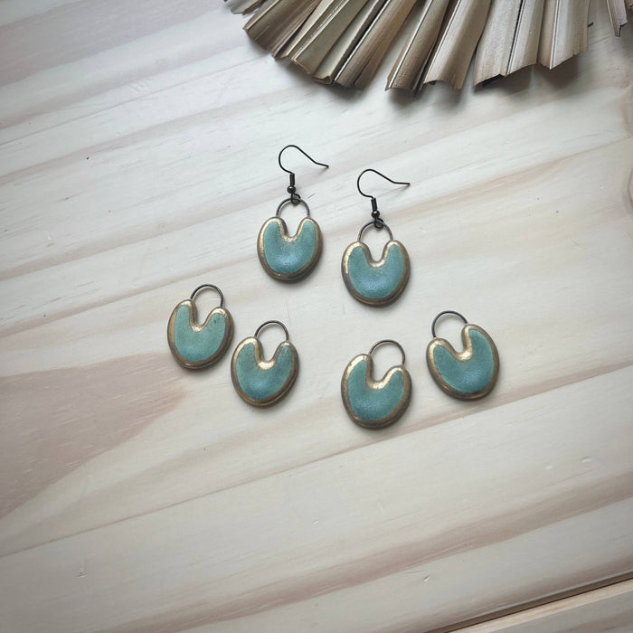 Weathered Matte Turquoise Earrings with Gold Edges
