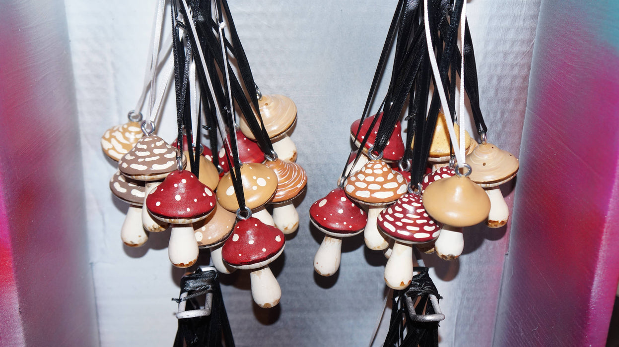 Hand-Painted Wooden Mushroom Hanging Ornaments - Goblin Grimm