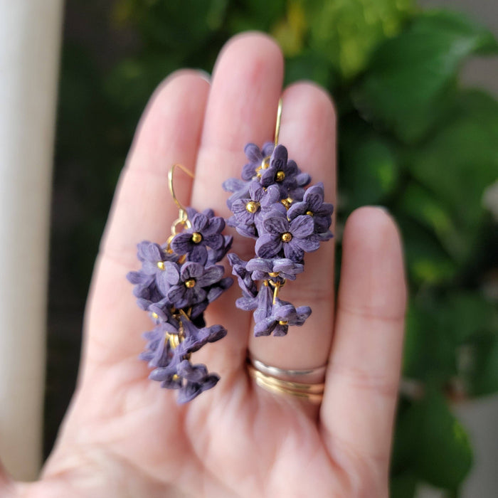 Dark Lilac Bunch Earrings - Cayenne and Cake