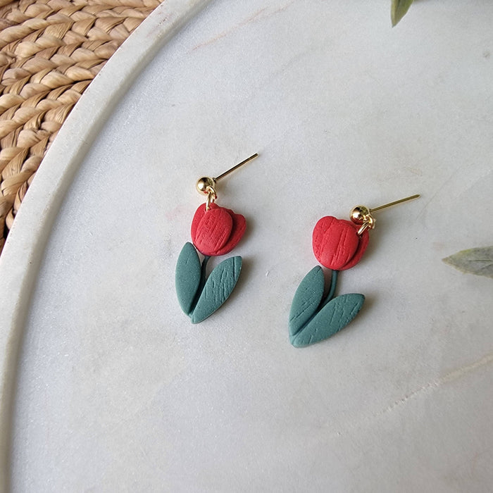 Red Tulip Earrings - Cayenne and Cake