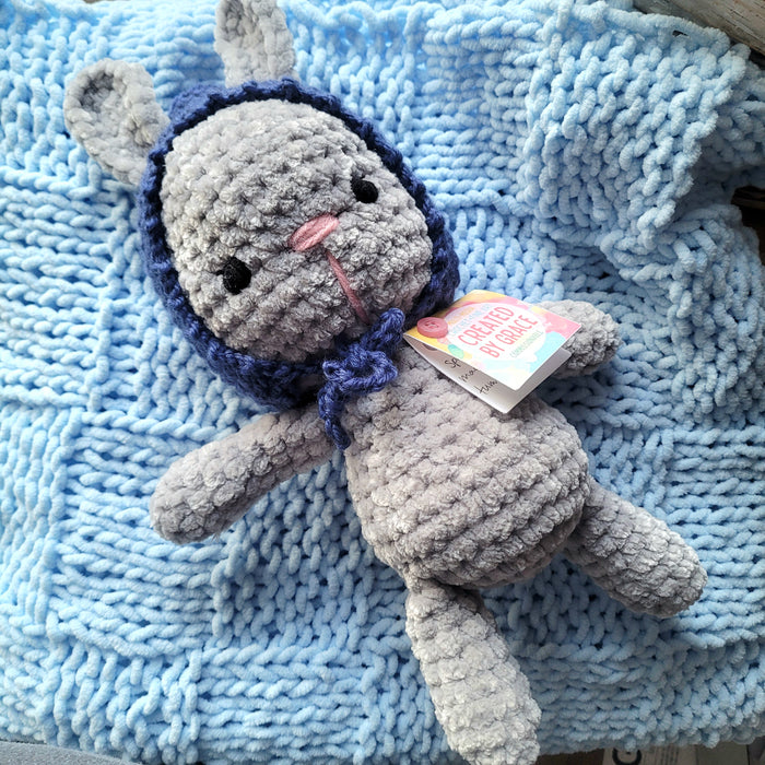 Hand Crocheted Stuffed Bunny - Created by Grace