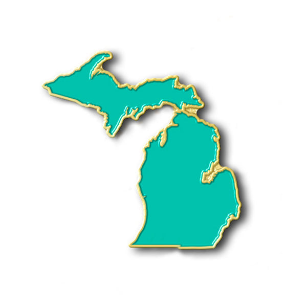 Michigan Turquoise Blue Enamel Pin - City Bird
