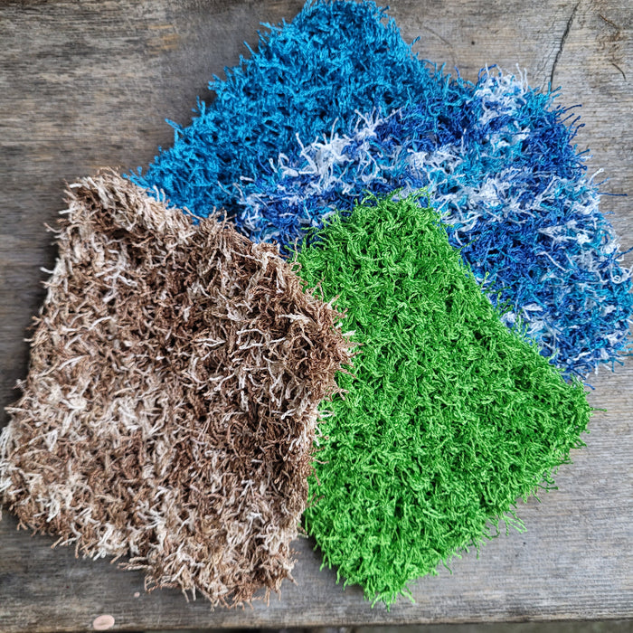 Hand-knit Scrubbie Yarn Dish Cloth - Joni Izzard