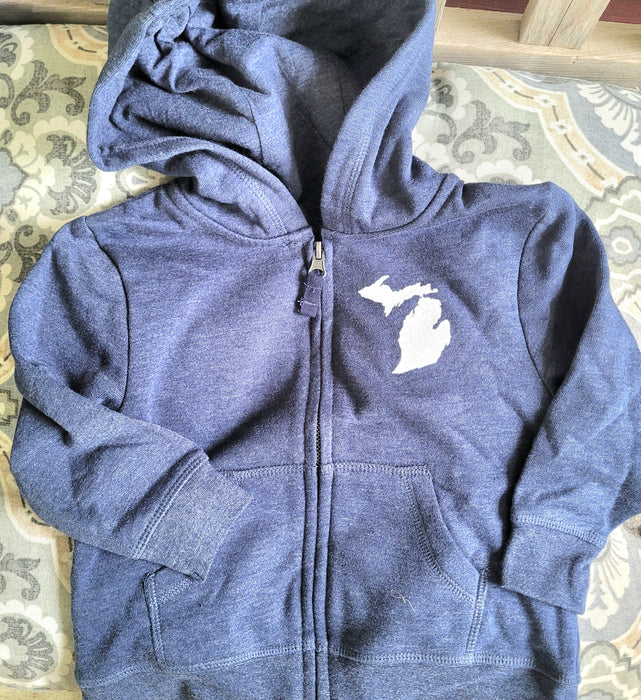 Michigan Zipped Child's Hoodie - Navy Blue