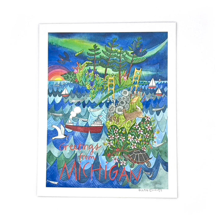 Greetings from Michigan Print by Katie Eberts Illustration