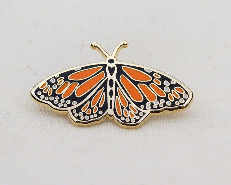 Monarch Butterfly Enamel Pin For Charity by Wildship Studio