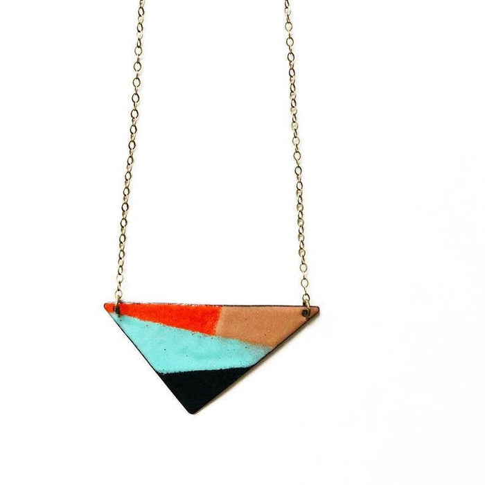 Colorful Enamel Triangle Necklace