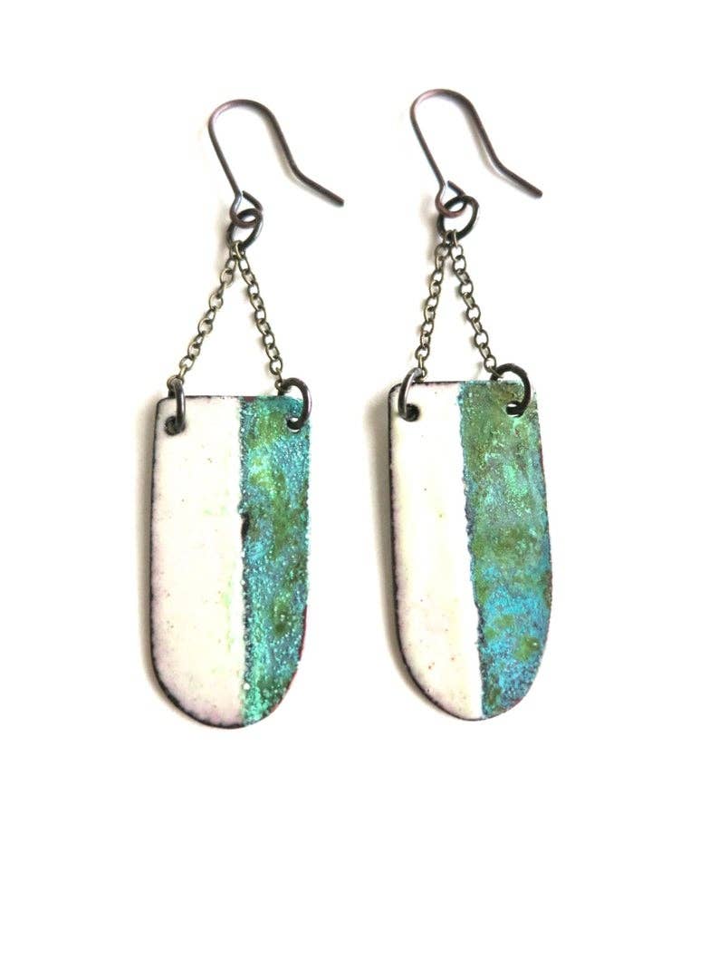 Cream Enamel and Patina Earrings Applecore General Store