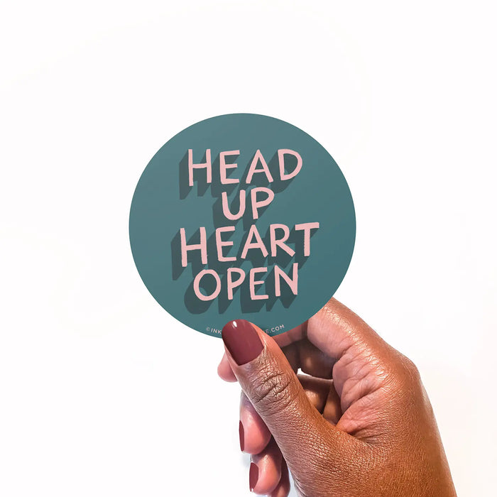 Head Up Heart Open Sticker by Inklings Paperie