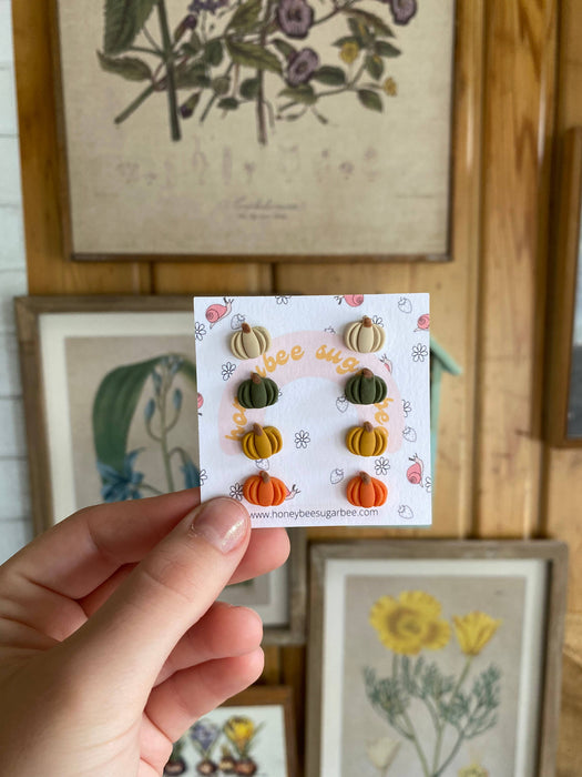 Mini Pumpkin Stud Earrings 4-pack by Honeybee Sugarbee
