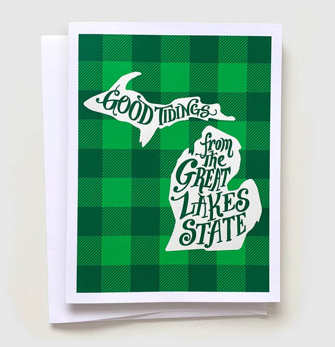 Good Tidings from Michigan Greeting Card by The Mighty Mitten