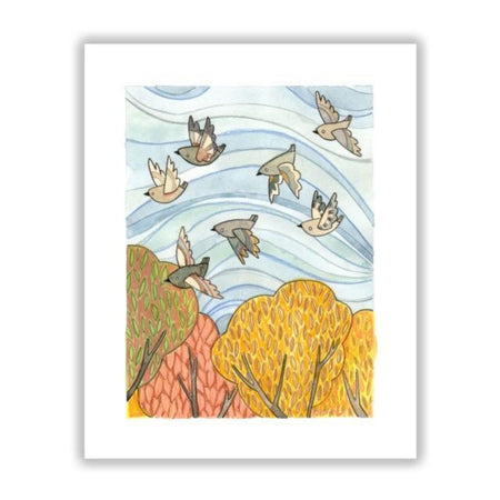 Autumn Birds Flying 8 x 10 by Katie Eberts