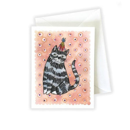 Cat in a Party Hat Birthday Card by Katie Eberts Illustration