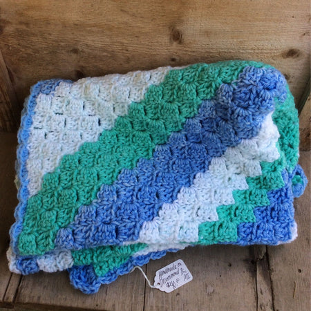 Crocheted Blanket turquoise-blue-green
